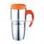 Stainless steel double wall travel mugs with handle and PP lids