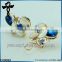 2014 new fashion ladies stud designs k gold butterfly gemstone glass crystal rhinestones earrings in zinc alloy jewelry E00093