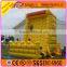 Yellow castle inflatable rock climbing wall, challenge sport game for kids