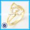 Factory direct sale plated gold zircon heart-shaped metal rings