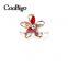 Fashion Jewelry Charming Red Crystal Flower Cuff-Link Gold Ladies Party Wedding Gift Promotion Apparel Accessories