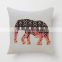 Cute elephant pattern printed simple linen throw baby pillow case