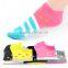 Custom Women Solid Color Sock With Stars Knitted Striped Sock Cotton Hosiery Ankle Socks