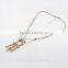 Vintage Necklace With Ox Horn Awl Arrow Head Pendant Connected Rope Chain In Antique Gold/Silver Native American Tassel Jewelry