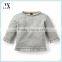 Top Fashion Children Wear Cotton French Terry Boat Neck Woven Cuff Baby Girls Top