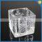 Crystal candle stand glass cube pillar holder with christmas tree pattern