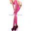 Opaque Pink Crotchless Women Pantyhose