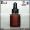  china cosmetic essential oil fragrance perfume dark red frosted 30ml glass bottle with black plastic dropper