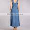 Denim one piece dress Patterns Women Sleeveless Midi denim dress muslim