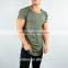 Scoop Neck Short Sleeve Gym Fitted Longline T Shirt 95% Cotton 5% Elastane Mens T Shirt Curved Hem Hot Sale