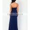 100% Polyester Fully Lined Maxi Dress Women Sweetheart Neckline Detail Chiffon Dress 2016