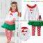 2015 Christmas Santa Cotton Little Girls Boutique Remake Clothing Sets