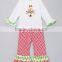 Christmas chevron ruffle embroidery kids boutique clothing