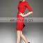 Ladies fashion short sleeve sweater dress red color two pieces china dress