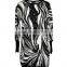 Abstract Paisley Worsted Round Neckine Tunic For Old Women