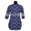 INDIGO HAND BLOCK PRINTED LAYERED COTTON SHORT KURTA