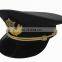 black uniform peaked cap/officer peak cap with classic bullion band and embroidery badge