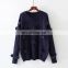 TWOTWINSTYLE Knitted Patchwork Ball Sweater For Women O Neck Long Sleeve Oversized Sweaters