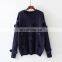 TWOTWINSTYLE Knitted Patchwork Ball Sweater For Women O Neck Long Sleeve Oversized Sweaters