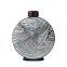 European Simple Style Black Abstract Painting Round Ceramic Storage Vases Decoration With Red Lid For Living Room