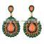 Water drop 2 gram gold beautiful designed earrings with cross cz stone bridal korea Arete dije colgado colgante para dama