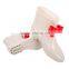 Red bow girls low heel waterproof ankle rain boots