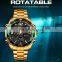 Gold Luxury Rotatable SKMEI 1649 Brand Watch Men Stainless Steel Waterproof Watches