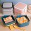 Reusable Square Luxury 2 Layer Bento Leakproof Office Eco Adult Children's Plastic Lunch Box