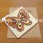 2016 Latest Square Wooden Gold Wedding Invitation Butterfly Design