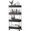 Metal Mesh Rolling Cart Space-saving Storage Rack Shelving With Basket And Cover Board