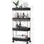 Kitchen Rack Storage Trolley Bathroom Stainless Steel Storage Rack Rolling Storage Cart With Wheel