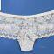 Ladies hot white flower lace wave side garment panty