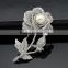 Elegant Women's Accessories Crystals Pearl Rose Flower Brooch