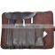 Brown PU Leather Vintage Roll up Style Multiple Purpose Soft Pen Pencil Case Bag