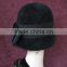 Women's Cloche Hat - Black Velour Cloche, vara bow billycock