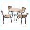 Aluminum cheap round table + four 4 chairs Wood dining table and chairs for outdoor furniture and restaurant , garden furniture