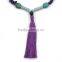 Original Natural Blue Turquoise Beads Natural Stone Wood Beads Chain Dull Polish Alloy Ball Long Tassel Necklace