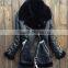 2015 Latest Design Girls Winter Sherpa Lined Goat Leather Jacket