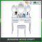 Wooden Dressing Table With Three Mirrors and One Stool