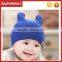 V-16 Pretty Baby Knitted Plain Cuff Beanie Earflap Benaie Hat Colorful Crochet Baby Beanie
