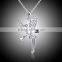 White gold bar pendant choker angel necklace