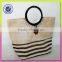 Elegant and fashionable bag with jute material women shopping handbags round handle