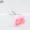 Pink Synthetic Hair Blush BrushTransparent Acrylic Handle Flame Shape Powder Brush