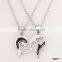 I Love You Words Silver Plated Half Broken Heart Couple Necklace