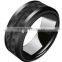 Newest Jewelry Great Selling Ring Ceramic and 316l Stainless Steel Ring Black Carbon Fiber Band Ring With Black Plating