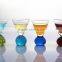 Lead free colorful cocktail glass set with round bottom