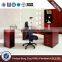 Simple office L shape manager desk design with Indian red (HX-5N022)