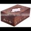 Laser carved high quality customized desktop decoration wooden tissue storage box