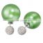 Fashion Jewelry Crystal Ball earing Stud Double Sided Pearl Earrings for Women