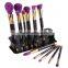 15pcs purple cosmetic brush set with Cosmetic Shelf Tool,Hole Square Makeup Brush Holder Drying Rack Organizer